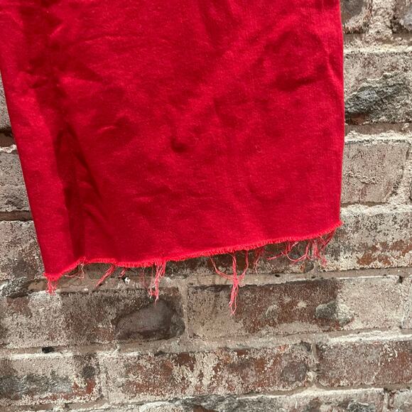 Alice + Olivia High Waist Wide Leg Raw Hem Red Jeans Size 29 - Picture 4 of 8